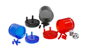 SUPER SIX 3er-SET "Travel" aus ABS - Rot, Blau & Schwarz, 5cm+ Ø 5cm, Reisespiel - Bild 3