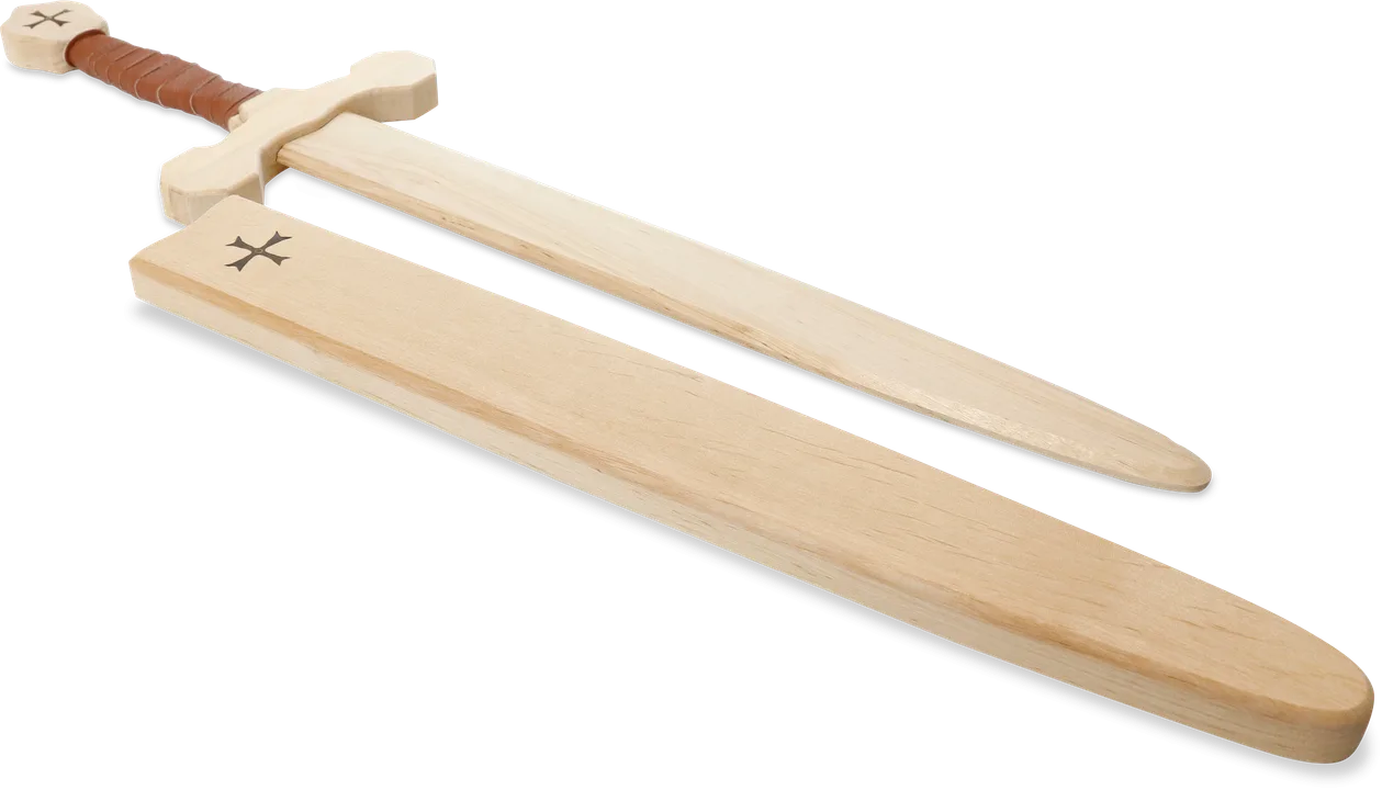 Templer Schwert Set m Holzhülle, Birk/Erle 60cm, braune Wickel. - Bild 1