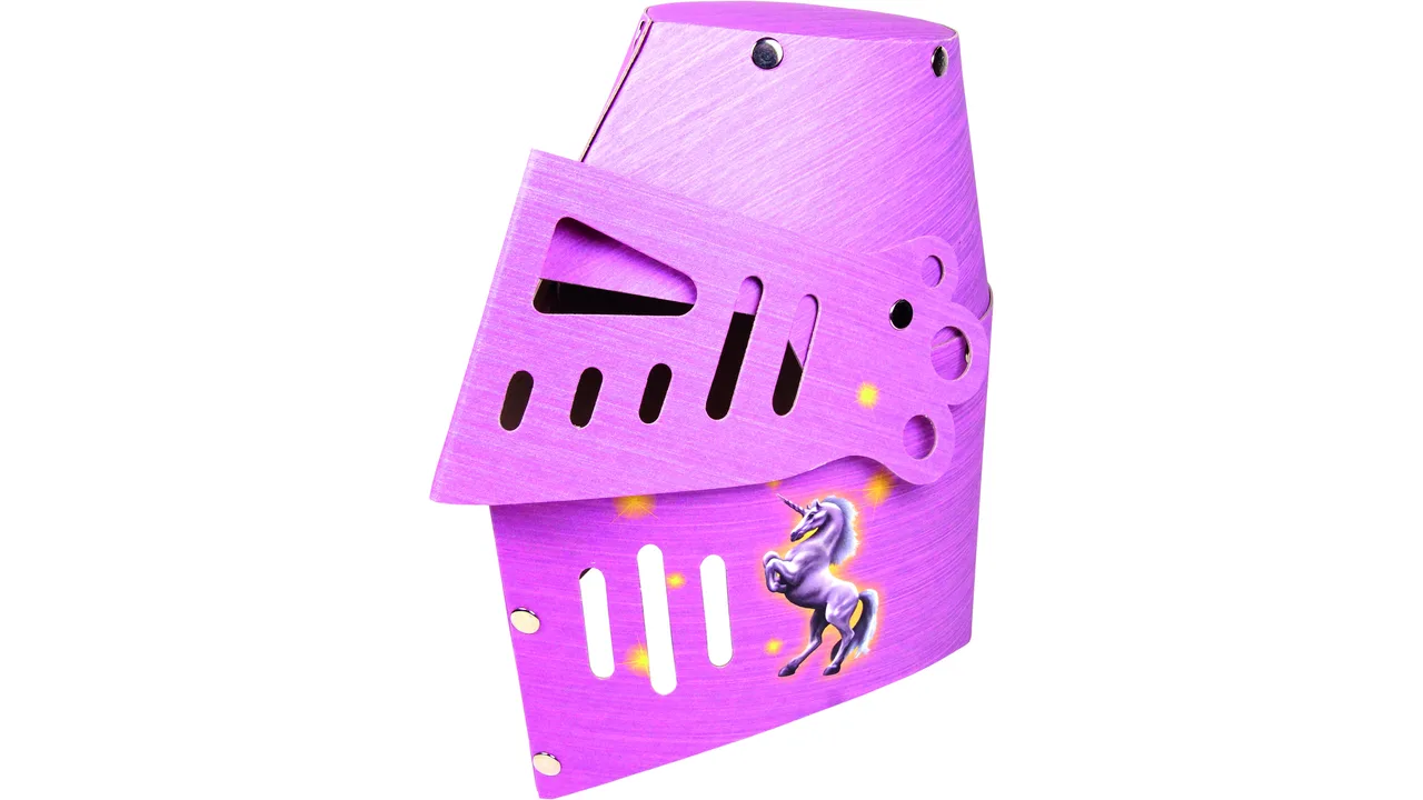 Ritterhelm EINHORN pink - Hartkarton m. Klapp-Visier