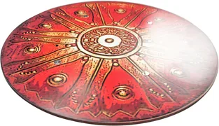 RÖMER-/Hopliten-Schild, Holz bunt, Ø 40cm, Doppelledergriffe - Bild 4