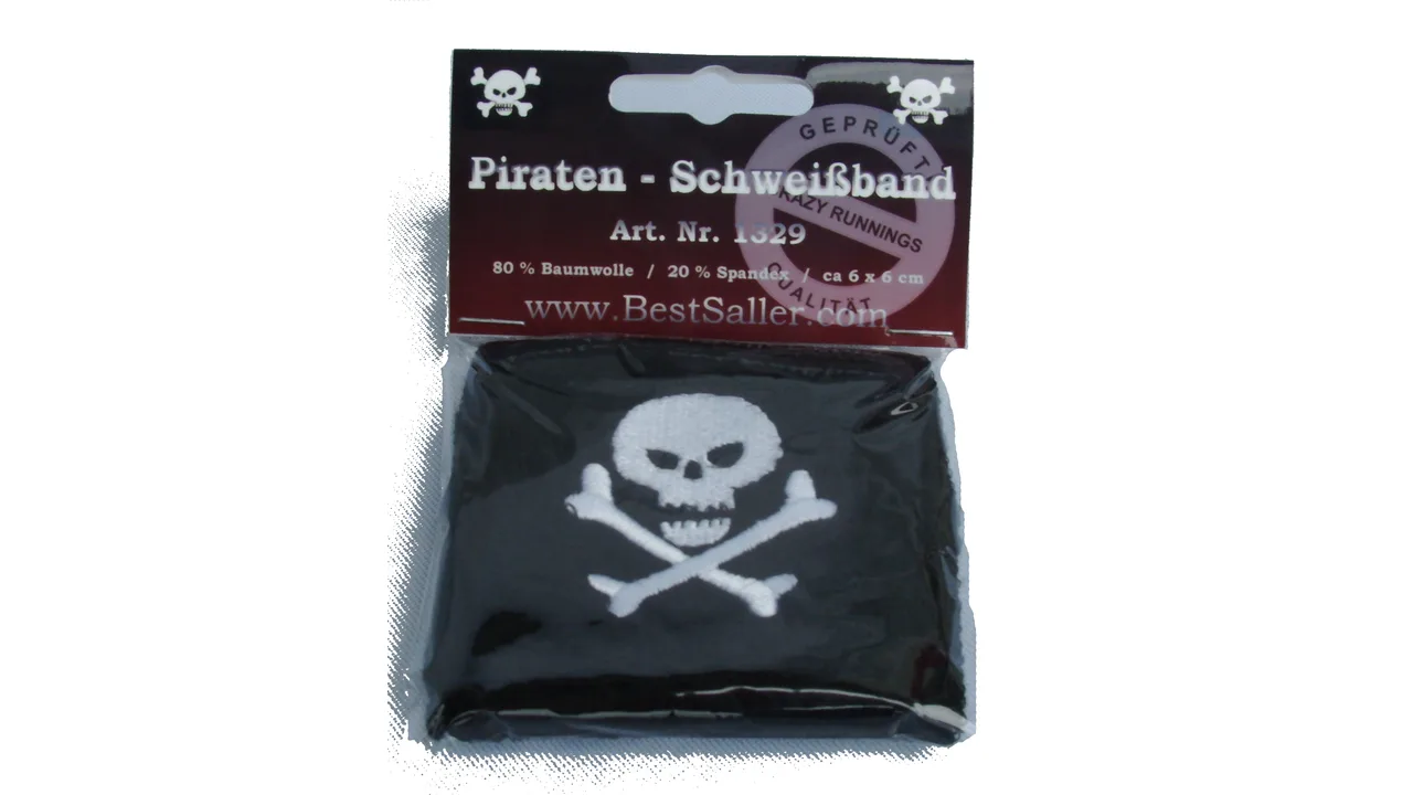 Piraten Kinder-Schweißband, bestickt 6x6cm