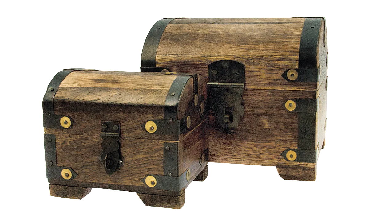 Schatzkiste/Bauerntruhe, 2er-SET,  Mango geflammt,  ca.14x11x13cm - Bild 1