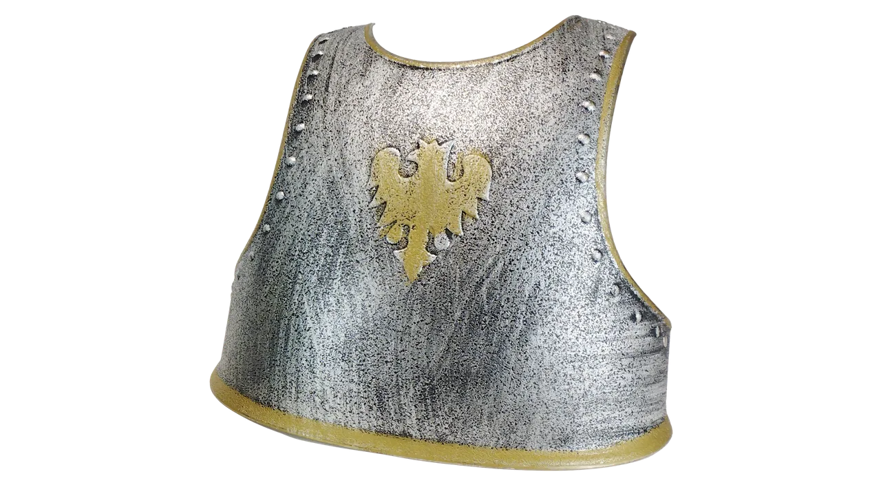 Brustpanzer Adler mit Gurten, 32x31 cm, Silber/Gold - Bild 1