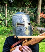 Kinder-Ritterhelm mit Klappvisier 'Bourbonische Lilie', ABS, Silber/Gold - Bild 4