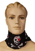 Piraten-Hals- & Kopftuch mit Totenköpfen, schwarz/weiß/rot - Bild 1