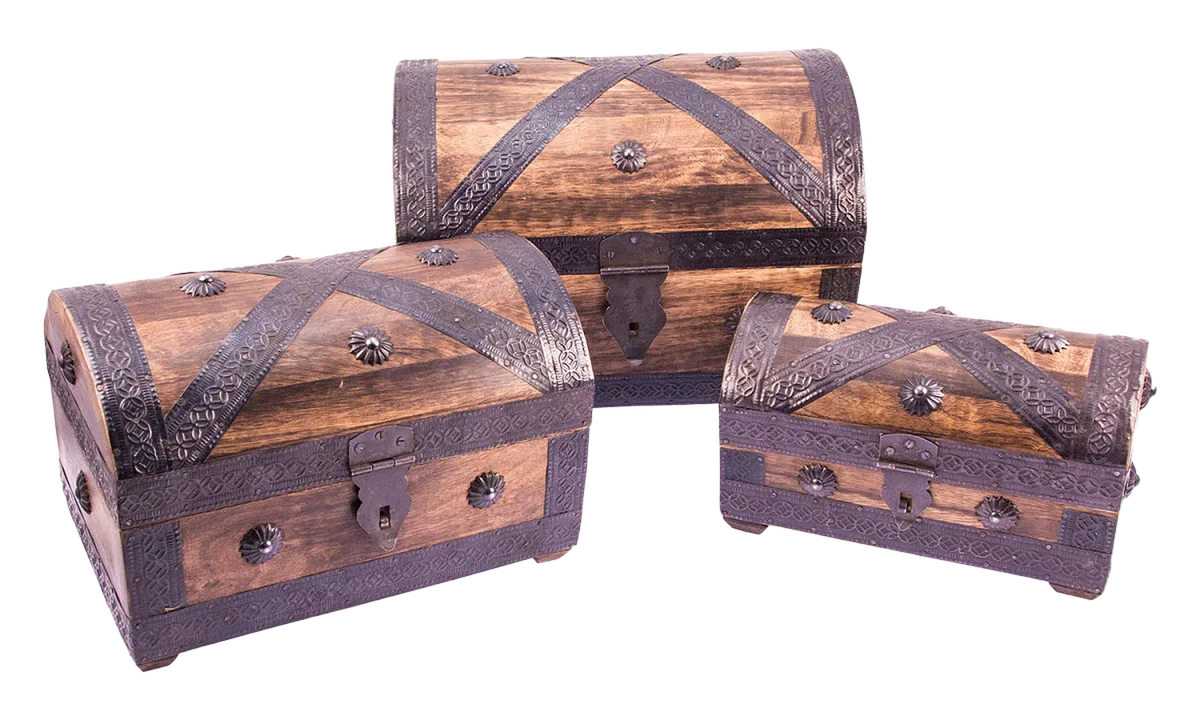 Piraten-Schatztruhe SET, (3 Truhen) ca.26x18x17cm - Bild 1