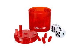 SUPER SIX "Travel" aus ABS - Rot, 5cm + Ø 5cm, Reisespiel - Bild 1