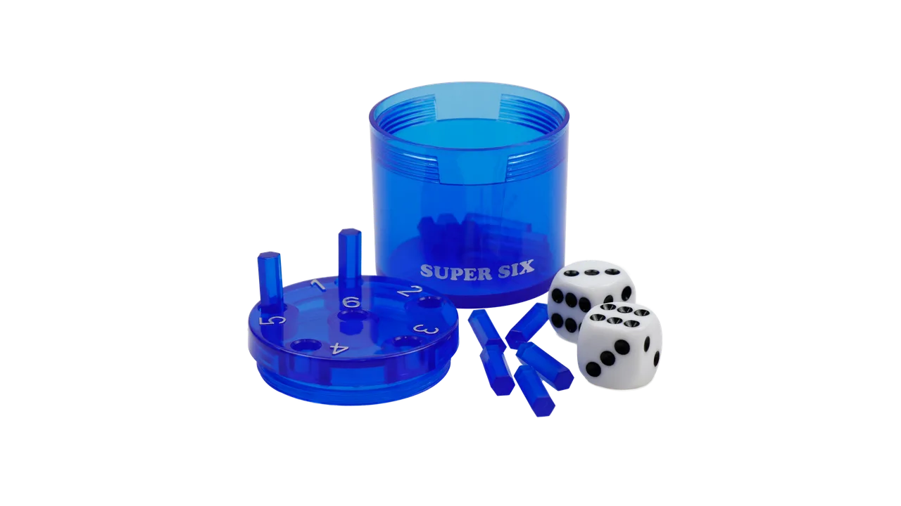 SUPER SIX "Travel" aus ABS - Blau, 5cm + Ø 5cm, Reisespiel - Bild 1