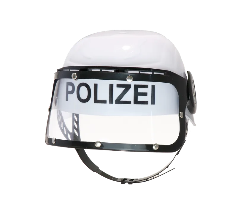 Kinder-Polizeihelm mit klappbarem Visier, Kunststoff, weiß/schwarz - Bild 1