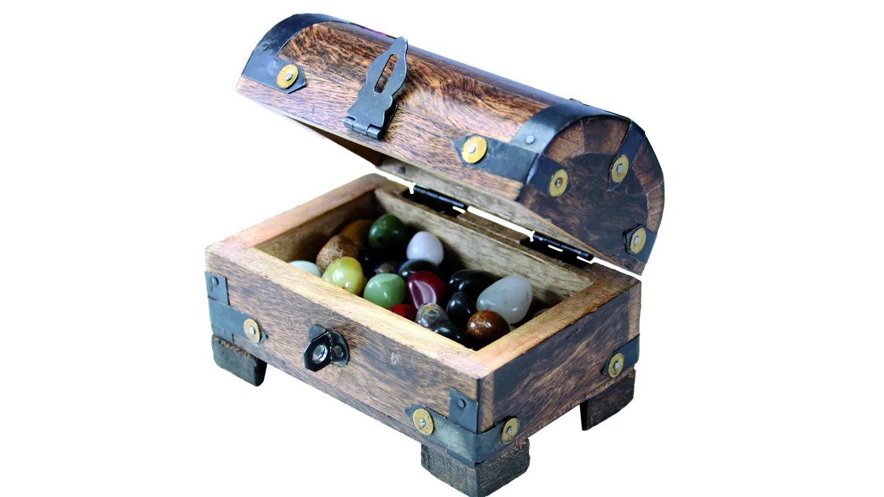 Schatztruhe mit 150g Halbedelsteinen,11x7x9cm - Bild 1