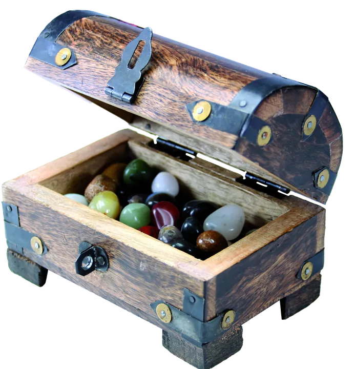 Schatztruhe mit 150g Halbedelsteinen,11x7x9cm - Bild 1