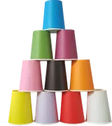 Becher-Schiessen-Pyramide: 10 Becher, farbl. sortiert