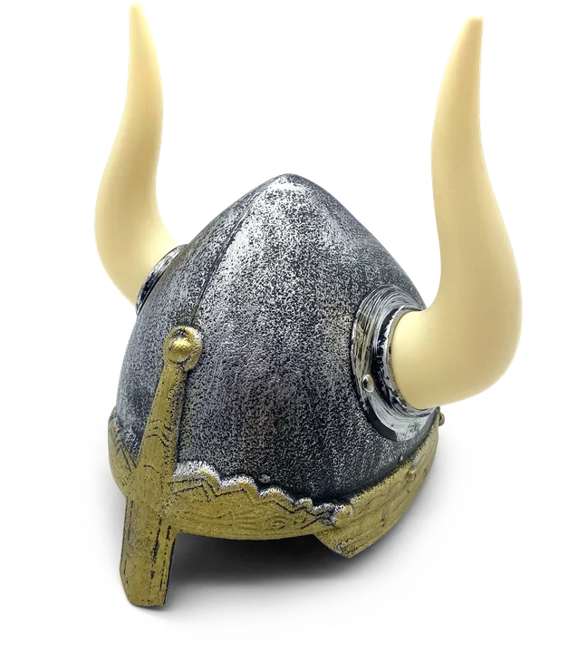 Ritterhelm Wikinger, Kunststoff, abnehmbare Hörner, Silber/Gold - Bild 1