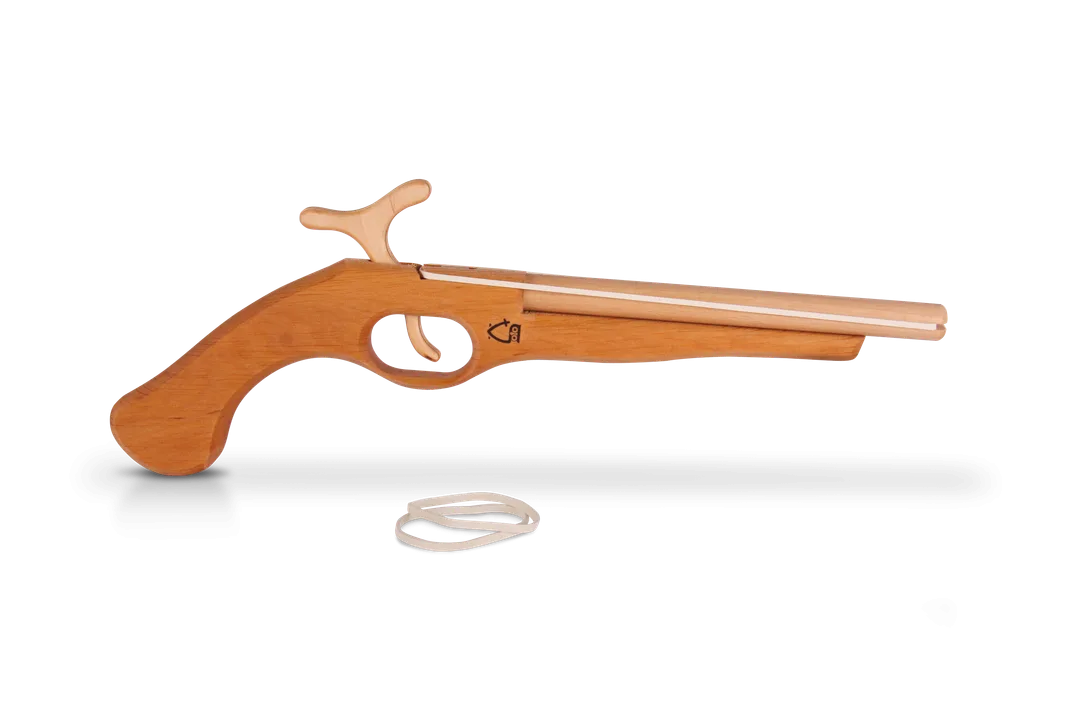 Kinder-Piraten-Pistole, Erlenholz  geölt (schießt Gummis) - Bild 1