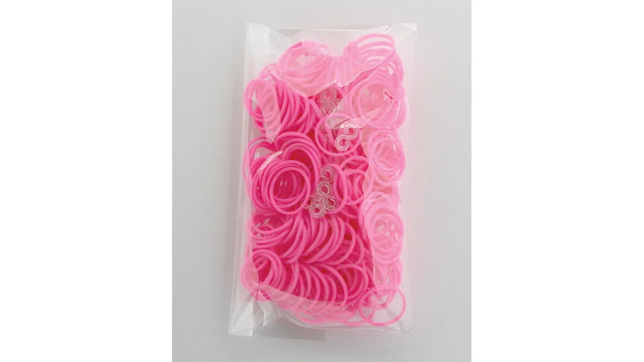 100 Stück + 5 S-Clips Elastiplay-Bänder pink - Bild 1