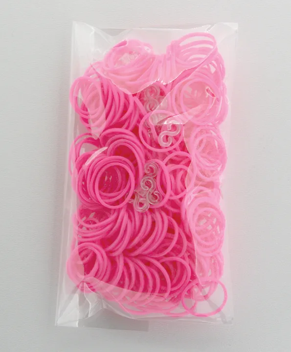 100 Stück + 5 S-Clips Elastiplay-Bänder pink - Bild 1