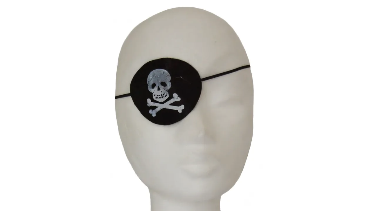 Piraten-Augenklappe mit Totenkopf, Stretchband
