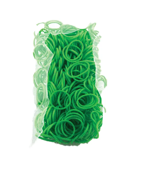 100 Stück + 5 S-Clips Elastiplay-Bänder grasgrün - Bild 1